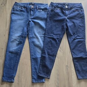 1822 Denim Women's Ankle Jeans in Light and Dark Blue